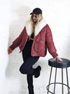 Lucy Faux fur collar puffer jacket Burgundy