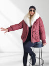 Lucy Faux fur collar puffer jacket Burgundy