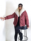 Lucy Faux fur collar puffer jacket Burgundy