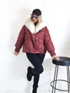 Lucy Faux fur collar puffer jacket Burgundy