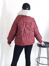 Lucy Faux fur collar puffer jacket Burgundy