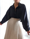 Black Oversize soft satin shirt
