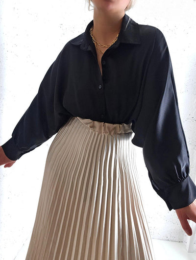 Black Oversize soft satin shirt