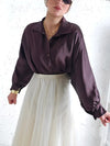 Brown Oversize soft satin shirt