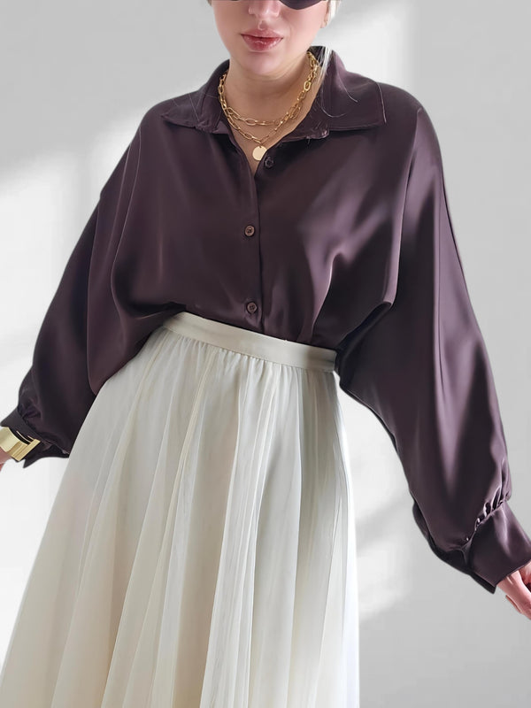 Cream tulle maxi skirt
