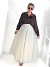 Cream tulle maxi skirt