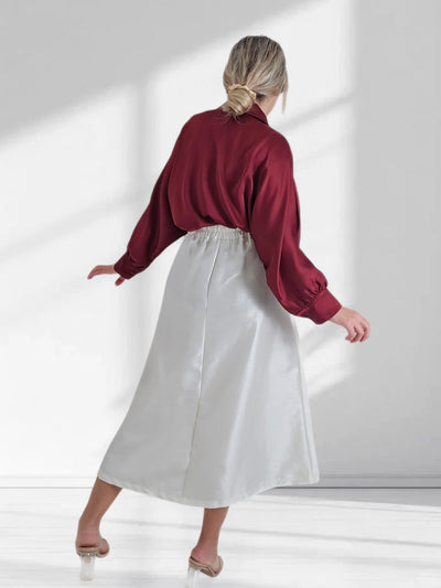 Cream A line midi skirt