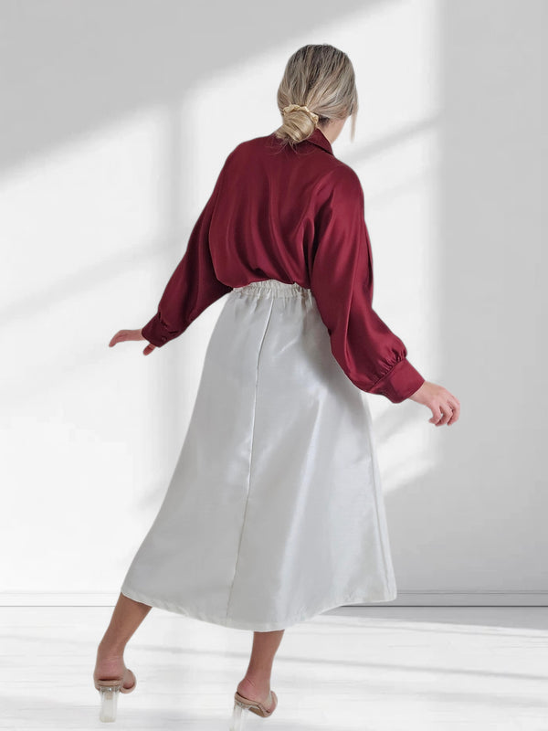 Cream A line midi skirt