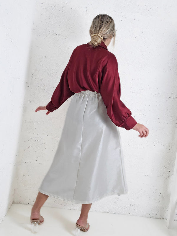 Cream A line midi skirt