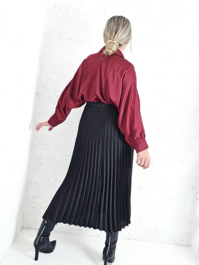 Burgundy Oversize soft satin shirt