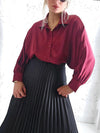 Burgundy Oversize soft satin shirt