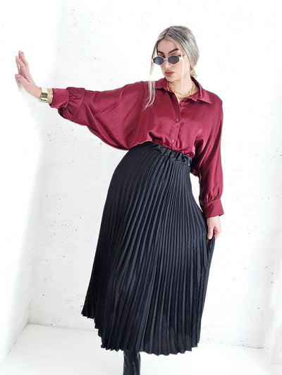 Burgundy Oversize soft satin shirt