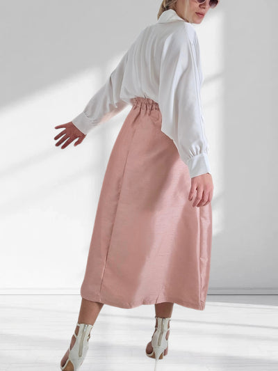 Pink A line midi skirt