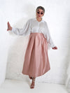 Pink A line midi skirt