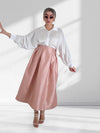 Pink A line midi skirt