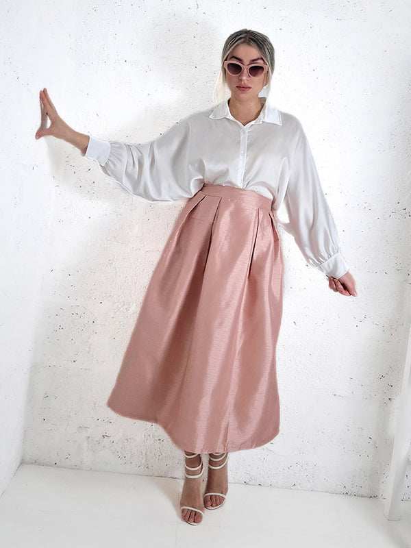 White Oversize soft satin shirt