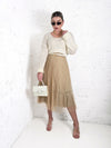 Dara Beige structured detail Pleated tulle skirt
