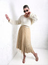 Dara Beige structured detail Pleated tulle skirt