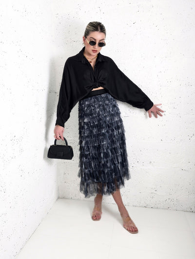 Lucy Black ruffle Tiered tulle skirt