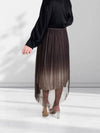 Mia Brown Gradient Shiny Tulle pleated skirt