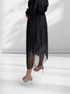 Mia Black Gradient Shiny Tulle pleated skirt