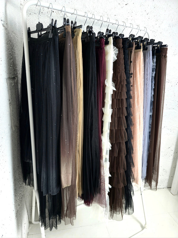 Lucy Cream ruffle Tiered tulle skirt