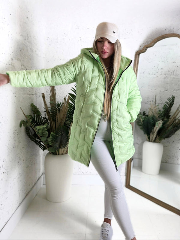 Jessy Oversize Quilted hooded jacket Green