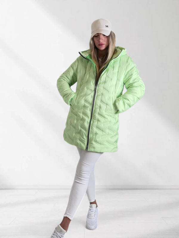 Jessy Oversize Quilted hooded jacket Green
