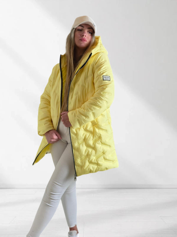 Jessy Oversize Quilted hooded jacket Yellow
