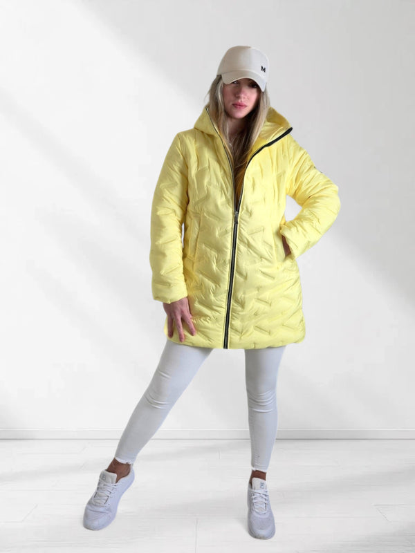 Jessy Oversize Quilted hooded jacket Yellow