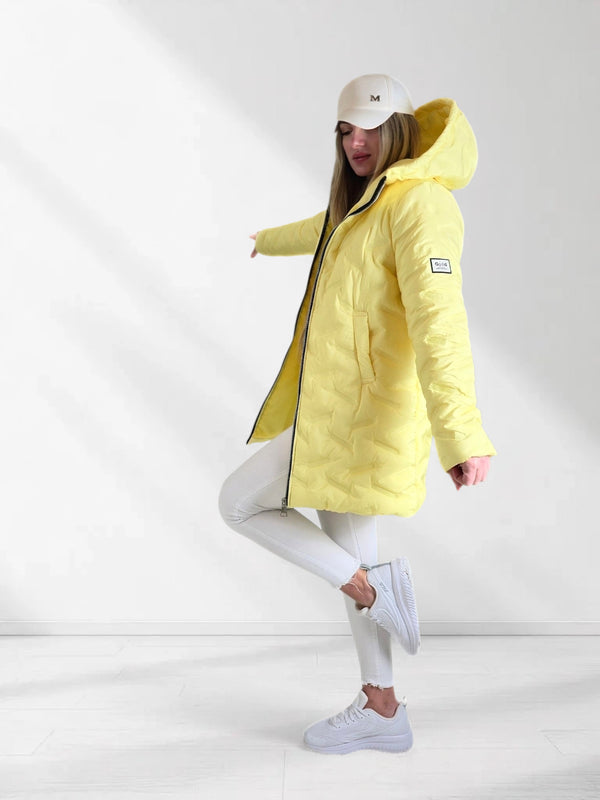 Jessy Oversize Quilted hooded jacket Yellow