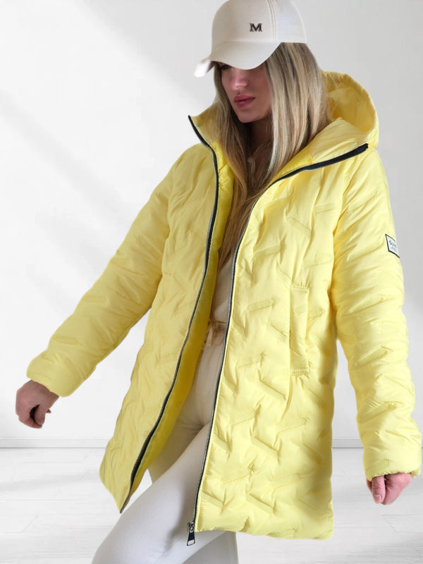 Jessy Oversize Quilted hooded jacket Yellow