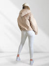 Thea Oversize flower Quilted hooded jacket Beige