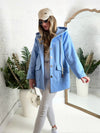 Chloe hooded silver button coat Blue