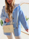 Chloe hooded silver button coat Blue