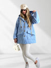 Chloe hooded silver button coat Blue