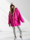 Chloe hooded silver button coat Fuchsia
