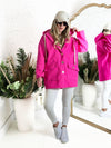 Chloe hooded silver button coat Fuchsia