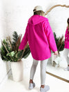 Chloe hooded silver button coat Fuchsia
