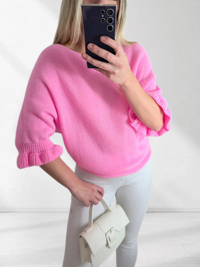 Katy Frill sleeve mohair jumper Pink