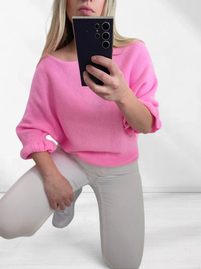 Katy Frill sleeve mohair jumper Pink