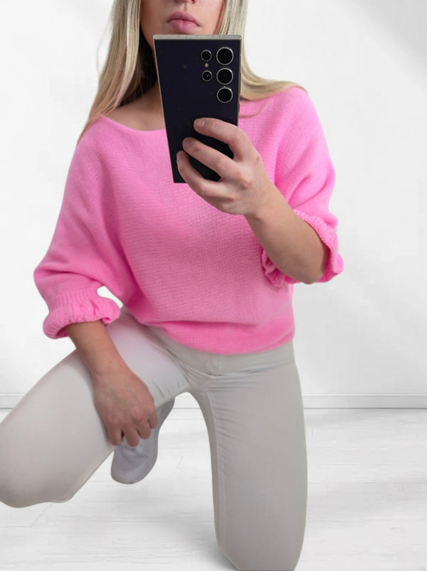 Katy Frill sleeve mohair jumper Pink