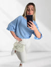 Katy Frill sleeve mohair jumper Baby Blue