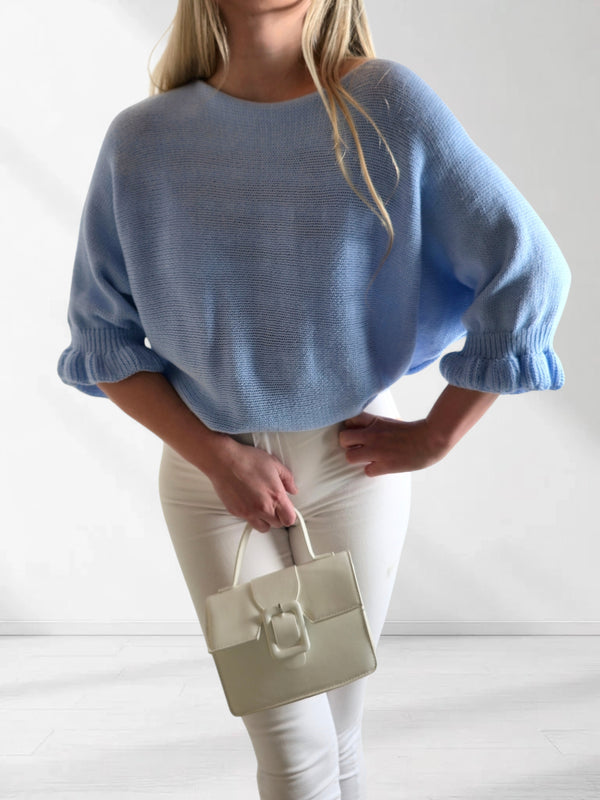 Katy Frill sleeve mohair jumper Baby Blue