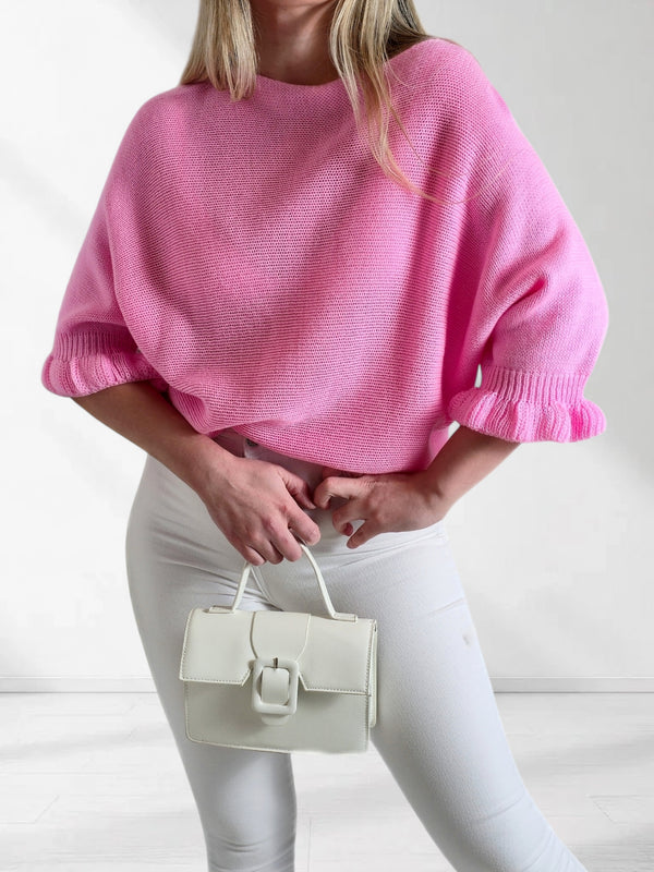 Katy Frill sleeve mohair jumper Pink