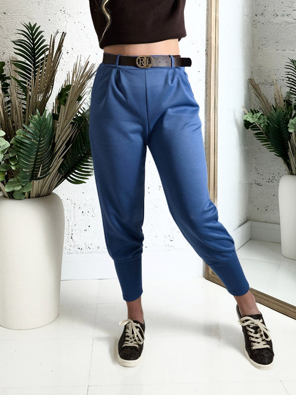 Emma Belted stretchy pants Jeans Blue