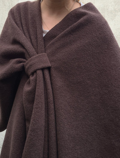 Sofia Soft Brushed Pull-Through Poncho Chocolate Brown