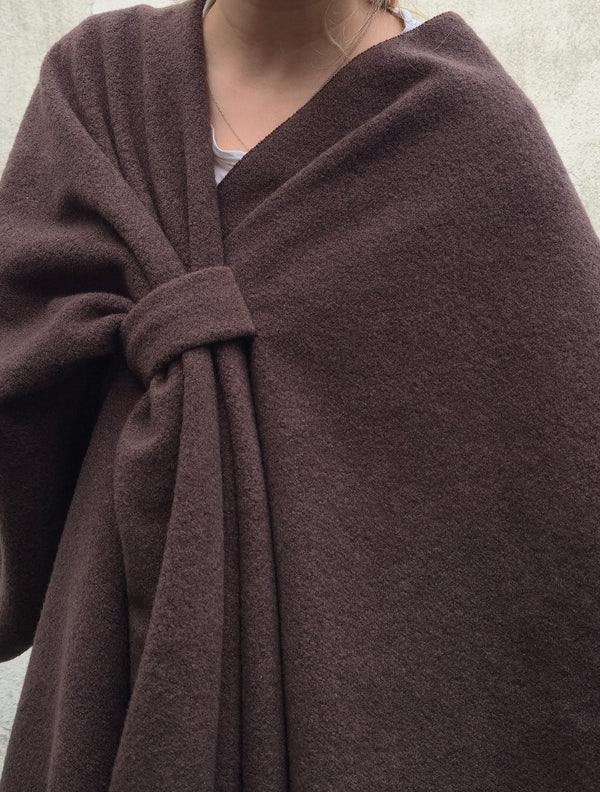 Sofia Soft Brushed Pull-Through Poncho Chocolate Brown