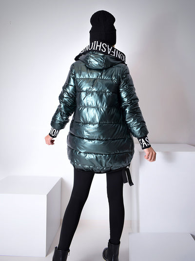 PRE-ORDER ( 06-11 )Fashion hooded puffer jacket Green