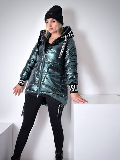 PRE-ORDER ( 06-11 )Fashion hooded puffer jacket Green